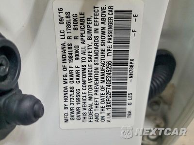 Zdjęcie 12 z 12 samochodu: 2016 HONDA CIVIC EX VIN:19XFC2F74GE245256 - miniatura