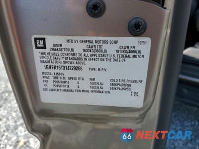 Zdjęcie 13 z 13 samochodu: 2001 CHEVROLET SUBURBAN K1500 VIN:1GNFK16T31J229268 - miniatura
