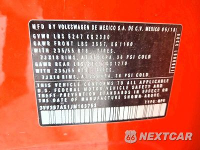 Zdjęcie 13 z 13 samochodu: 2018 VOLKSWAGEN TIGUAN SE VIN:3VV3B7AX1JM163753 - miniatura