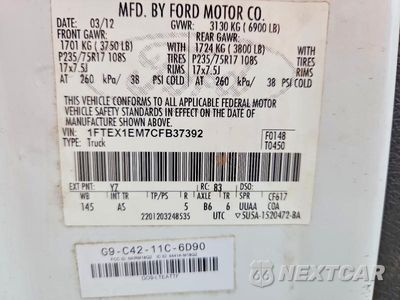 Zdjęcie 12 z 12 samochodu: 2012 FORD F150 SUPER CAB VIN:1FTEX1EM7CFB37392 - miniatura