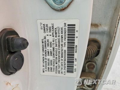 Zdjęcie 12 z 12 samochodu: 2012 HONDA CIVIC LX VIN:2HGFB2F56CH333369 - miniatura