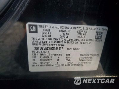 Zdjęcie 12 z 12 samochodu: 2014 GMC SIERRA K1500 SLT VIN:3GTU2VEC3EG503407 - miniatura