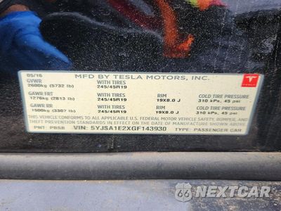 Zdjęcie 12 z 12 samochodu: 2016 TESLA MODEL S VIN:5YJSA1E2XGF143930 - miniatura
