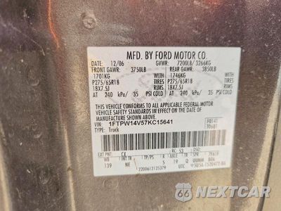 Zdjęcie 12 z 12 samochodu: 2007 FORD F150 SUPERCREW VIN:1FTPW14V57KC15641 - miniatura