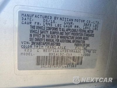 Zdjęcie 12 z 12 samochodu: 2015 NISSAN SENTRA SV VIN:3N1AB7AP2FL657383 - miniatura