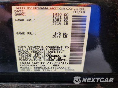 Zdjęcie 12 z 12 samochodu: 2014 NISSAN ALTIMA 2.5 SV VIN:1N4AL3AP9EC267996 - miniatura