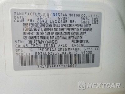 Zdjęcie 13 z 13 samochodu: 2019 NISSAN SENTRA SV VIN:3N1AB7APXKY446283 - miniatura