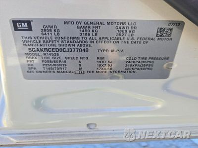 Zdjęcie 13 z 13 samochodu: 2012 BUICK ENCLAVE VIN:5GAKRCED8CJ377848 - miniatura