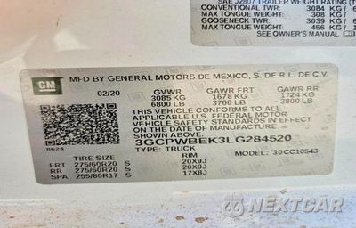 Zdjęcie 12 z 12 samochodu: 2020 CHEVROLET SILVERADO C1500 CUSTOM VIN:3GCPWBEK3LG284520 - miniatura