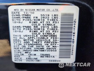 Zdjęcie 13 z 13 samochodu: 2011 INFINITI FX35 BASE VIN:JN8AS1MW7BM730958 - miniatura