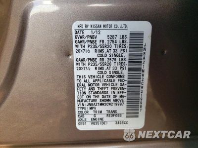 Zdjęcie 13 z 13 samochodu: 2012 NISSAN MURANO S VIN:JN8AZ1MW2CW219997 - miniatura