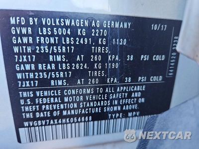 Zdjęcie 12 z 12 samochodu: 2017 VOLKSWAGEN TIGUAN S VIN:WVGBV7AX4HK054668 - miniatura
