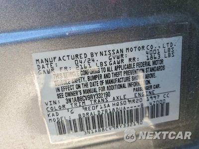 Zdjęcie 12 z 12 samochodu: 2024 NISSAN SENTRA SV VIN:3N1AB8CV9RY332190 - miniatura