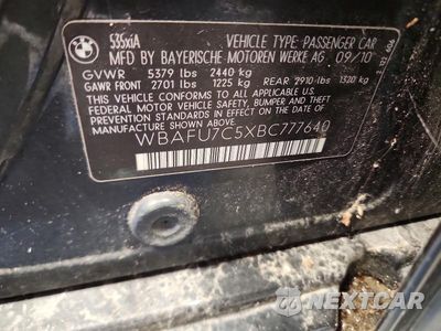 Zdjęcie 12 z 12 samochodu: 2011 BMW 535 XI VIN:WBAFU7C5XBC777640 - miniatura