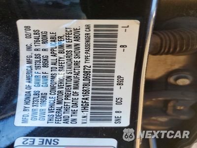 Zdjęcie 12 z 12 samochodu: 2008 HONDA CIVIC EX VIN:1HGFA16878L069872 - miniatura