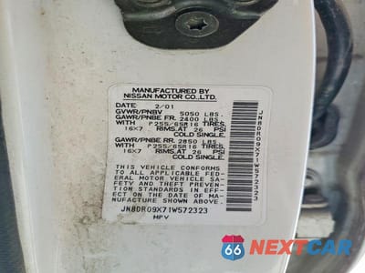 Zdjęcie 12 z 12 samochodu: 2001 NISSAN PATHFINDER SE VIN:JN8DR09X71W572323 - miniatura