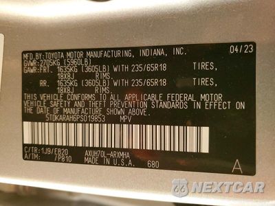 Zdjęcie 13 z 13 samochodu: 2023 TOYOTA HIGHLANDER HYBRID XLE VIN:5TDKARAH6PS019853 - miniatura