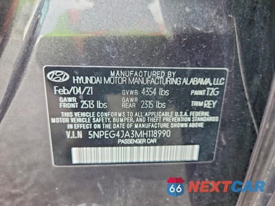 Zdjęcie 12 z 12 samochodu: 2021 HYUNDAI SONATA SE VIN:5NPEG4JA3MH118990 - miniatura