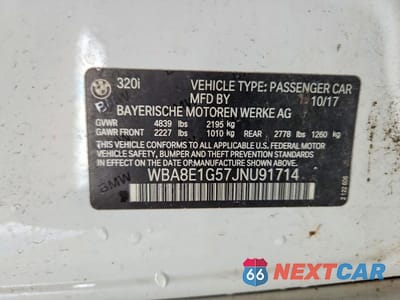 Zdjęcie 12 z 12 samochodu: 2018 BMW 320 I VIN:WBA8E1G57JNU91714 - miniatura