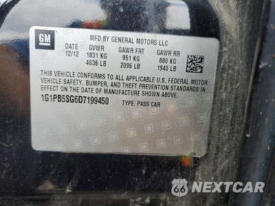 Zdjęcie 12 z 12 samochodu: 2013 CHEVROLET CRUZE LS VIN:1G1PB5SG6D7199450 - miniatura