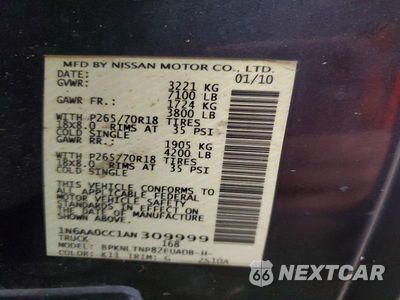 Zdjęcie 12 z 12 samochodu: 2010 NISSAN TITAN SE VIN:1N6AA0CC1AN309999 - miniatura