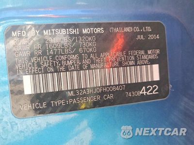 Zdjęcie 12 z 12 samochodu: 2015 MITSUBISHI MIRAGE DE VIN:ML32A3HJ0FH008407 - miniatura