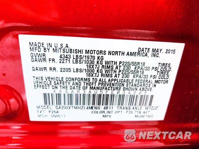 Zdjęcie 13 z 13 samochodu: 2015 MITSUBISHI OUTLANDER SPORT ES VIN:4A4AR3AU5FE034906 - miniatura