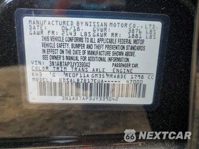 Zdjęcie 12 z 12 samochodu: 2018 NISSAN SENTRA S VIN:3N1AB7AP3JY339042 - miniatura