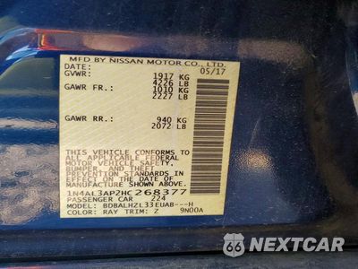 Zdjęcie 12 z 12 samochodu: 2017 NISSAN ALTIMA 2.5 SR VIN:1N4AL3AP2HC268377 - miniatura