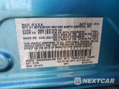Zdjęcie 12 z 12 samochodu: 2014 MITSUBISHI OUTLANDER SPORT ES VIN:4A4AP3AU8EE005923 - miniatura