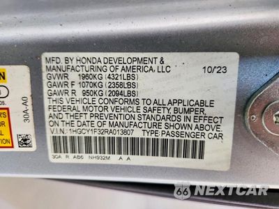 Zdjęcie 13 z 13 samochodu: 2024 HONDA ACCORD EX VIN:1HGCY1F32RA013807 - miniatura