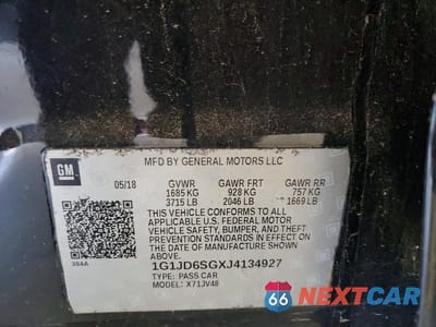 Zdjęcie 12 z 12 samochodu: 2018 CHEVROLET SONIC LT VIN:1G1JD6SGXJ4134927 - miniatura