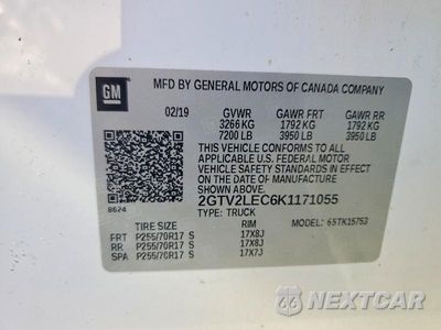Zdjęcie 12 z 12 samochodu: 2019 GMC SIERRA LIMITED K1500 VIN:2GTV2LEC6K1171055 - miniatura
