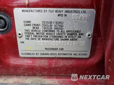 Zdjęcie 12 z 12 samochodu: 1995 SUBARU LEGACY L VIN:4S3BD6359S1212478 - miniatura