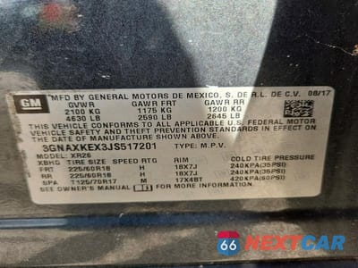 Zdjęcie 13 z 13 samochodu: 2018 CHEVROLET EQUINOX LT VIN:3GNAXKEX3JS517201 - miniatura