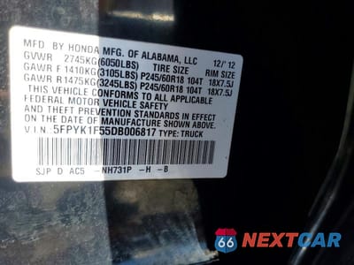 Zdjęcie 13 z 13 samochodu: 2013 HONDA RIDGELINE RTL VIN:5FPYK1F55DB006817 - miniatura