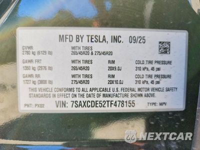 Zdjęcie 14 z 14 samochodu: 2026 TESLA MODEL X VIN:7SAXCDE52TF478155 - miniatura