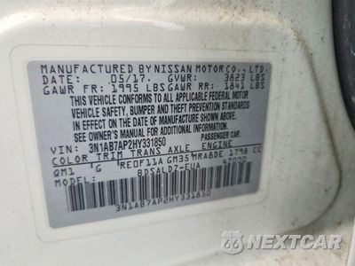 Zdjęcie 12 z 12 samochodu: 2017 NISSAN SENTRA SV VIN:3N1AB7AP2HY331850 - miniatura