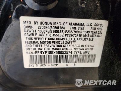 Zdjęcie 13 z 13 samochodu: 2005 HONDA PILOT EXL VIN:5FNYF185X5B052574 - miniatura