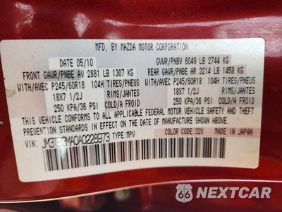 Zdjęcie 13 z 13 samochodu: 2010 MAZDA CX-9 VIN:JM3TB3MA0A0228973 - miniatura