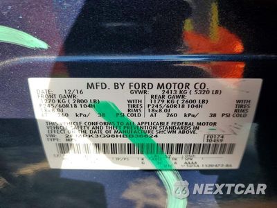 Zdjęcie 12 z 12 samochodu: 2017 FORD EDGE SE VIN:2FMPK3G98HBB36624 - miniatura