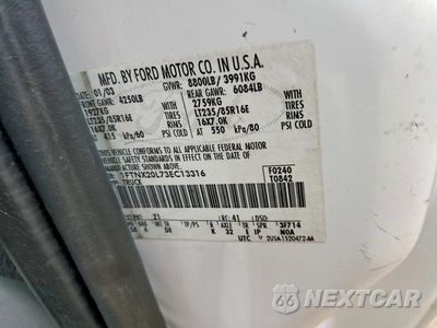 Zdjęcie 12 z 12 samochodu: 2003 FORD F250 SUPER DUTY VIN:1FTNX20L73EC13316 - miniatura