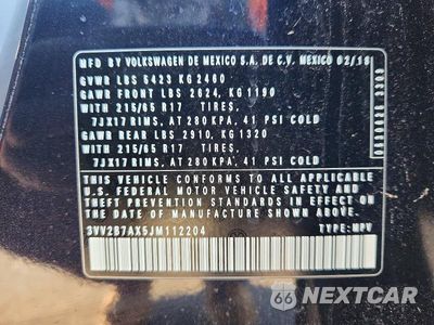 Zdjęcie 13 z 13 samochodu: 2018 VOLKSWAGEN TIGUAN SE VIN:3VV2B7AX5JM112204 - miniatura
