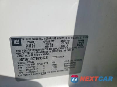 Zdjęcie 12 z 12 samochodu: 2014 GMC SIERRA K1500 SLE VIN:3GTU2UEC7EG350721 - miniatura