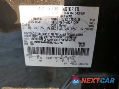 Zdjęcie 12 z 12 samochodu: 2013 FORD EDGE SPORT VIN:2FMDK3AK8DBA93976 - miniatura