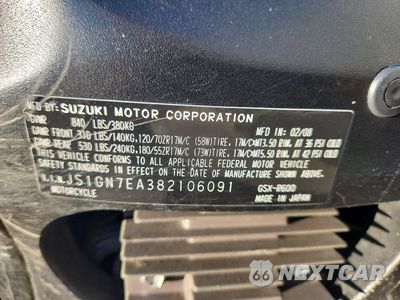 Zdjęcie 9 z 9 samochodu: 2008 SUZUKI GSX-R600 VIN:JS1GN7EA382106091 - miniatura