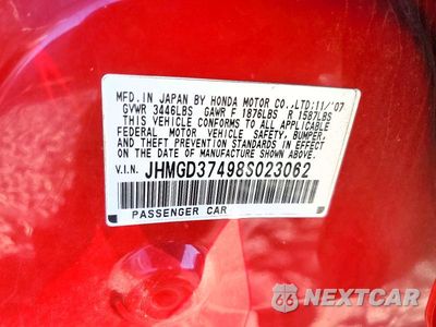 Zdjęcie 12 z 12 samochodu: 2008 HONDA FIT VIN:JHMGD37498S023062 - miniatura