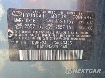 Zdjęcie 12 z 12 samochodu: 2016 HYUNDAI SONATA HYBRID SE VIN:KMHE24L17GA040426 - miniatura