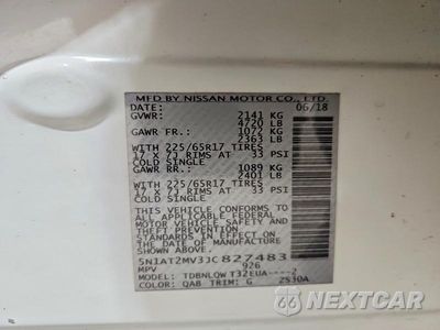 Zdjęcie 13 z 13 samochodu: 2018 NISSAN ROGUE SV VIN:5N1AT2MV3JC827483 - miniatura