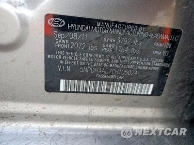 Zdjęcie 12 z 12 samochodu: 2012 HYUNDAI ELANTRA LIMITED VIN:5NPDH4AE7CH105024 - miniatura